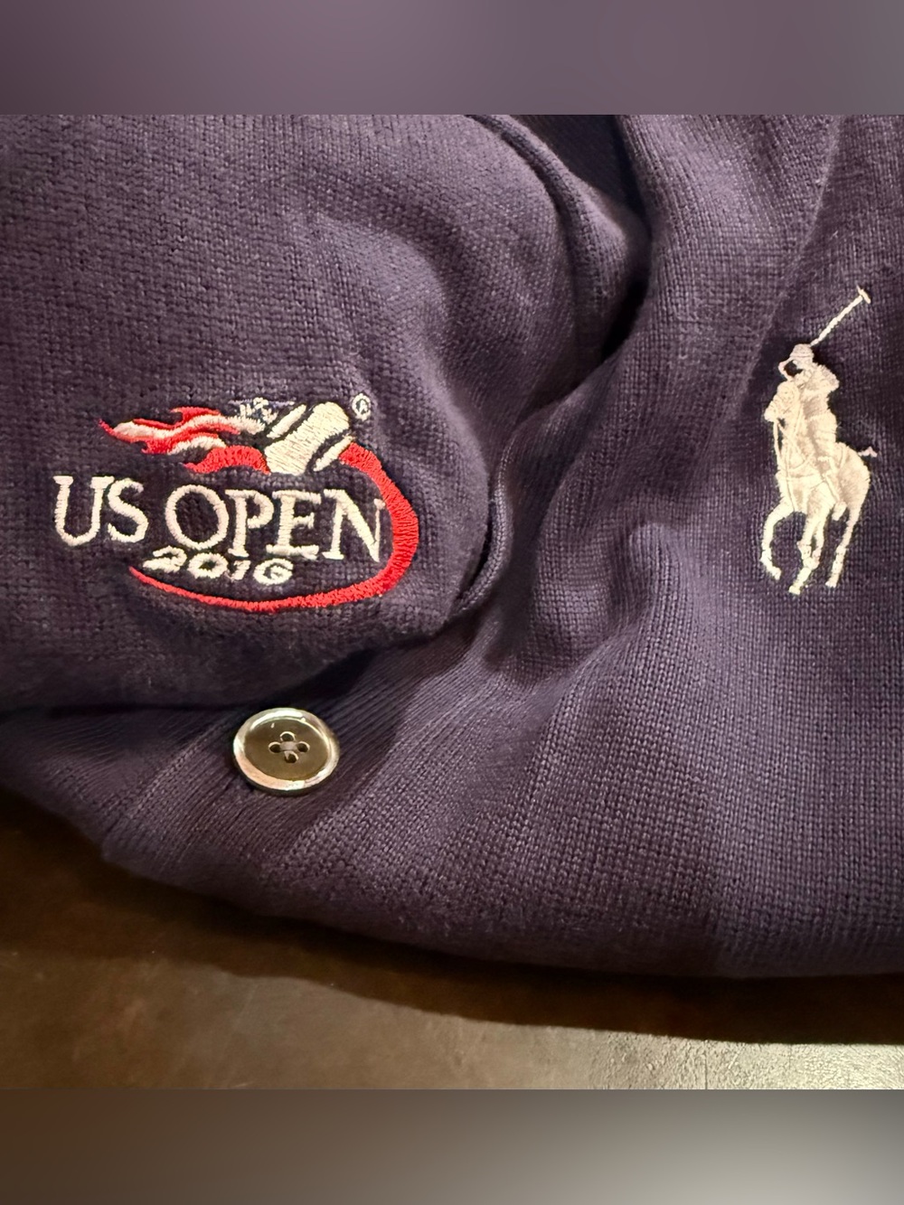 Polo by Ralph Lauren Navy Knit Cardigan Size S US OPEN TENNIS 2016